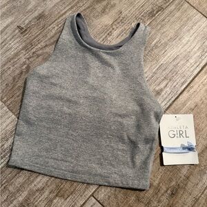 Athleta Girl Heather Gray Long Distance Sports Bra. NWT. Size 7.